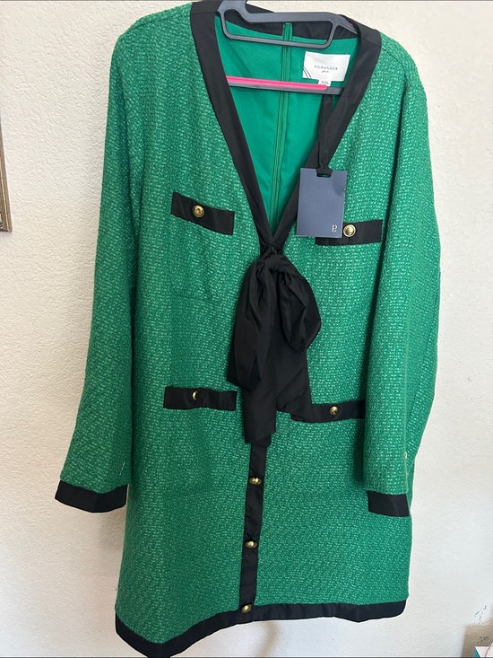 Pomander Place Dresses & Skirts - Pomander Place Emerald Green Tweed Dress with Black Trim